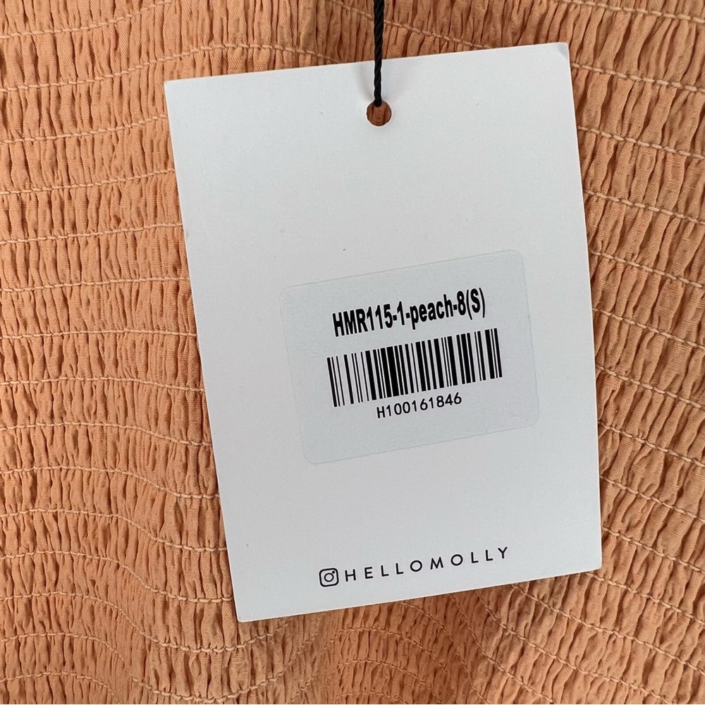 NWT Hello Molly LA Devotee Mini Dress Puff Sleeve Open Back in Peach size S - Picture 11 of 11